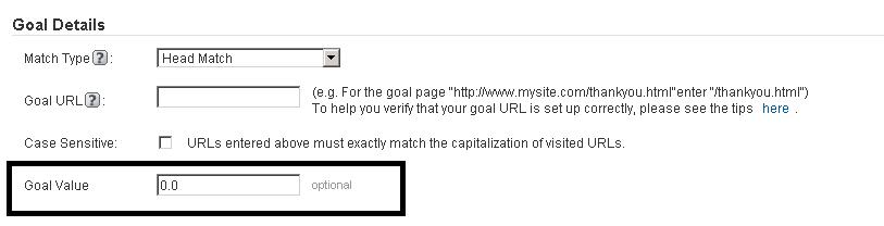 Google Analytics Goal Value