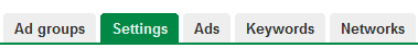 Adwords Settings Tab